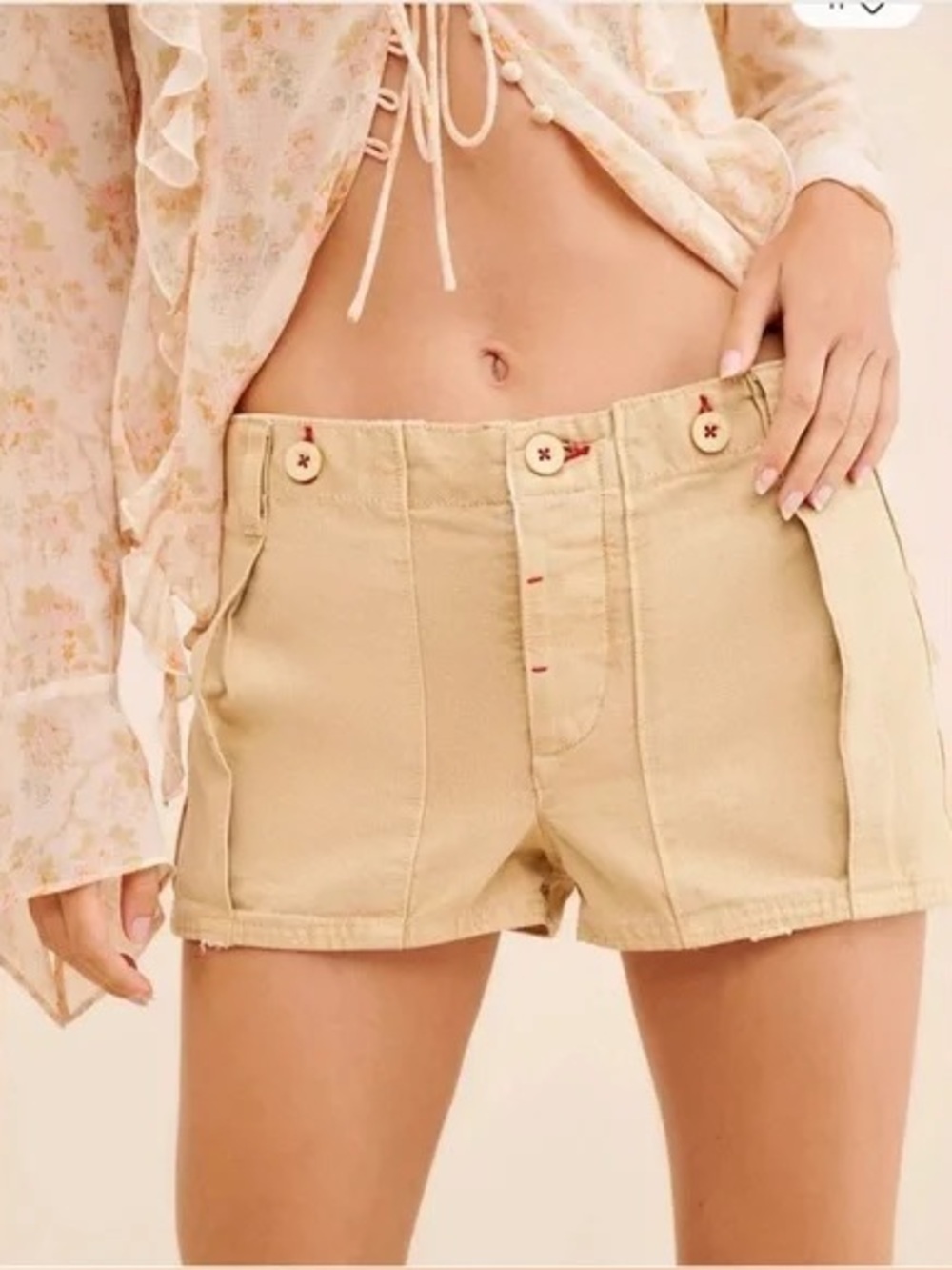 We The Free - Free People Khaki Micro Shorts